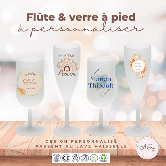FLÛTE & VERRE A PIED imprimé réutilisable