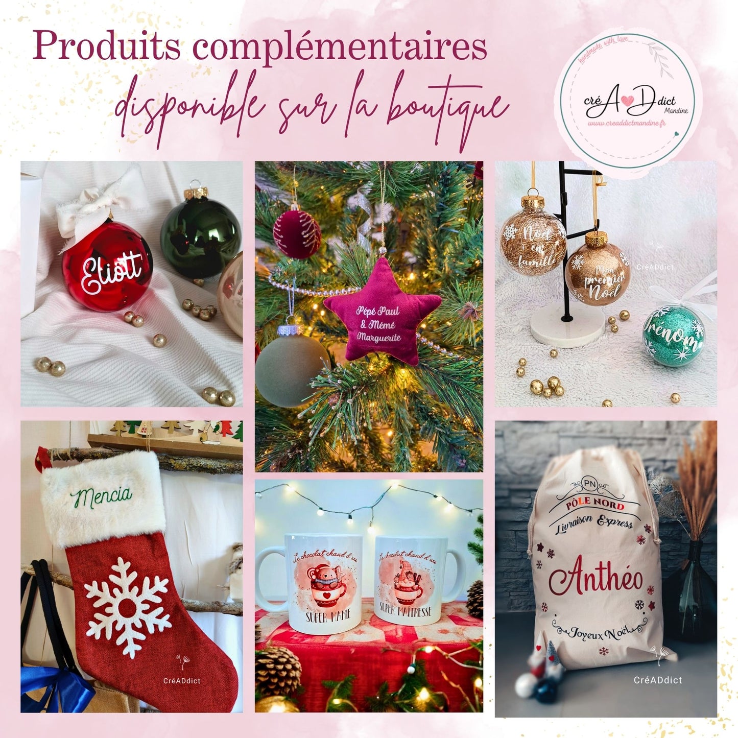 NOEUD de NOËL velours personnalisé