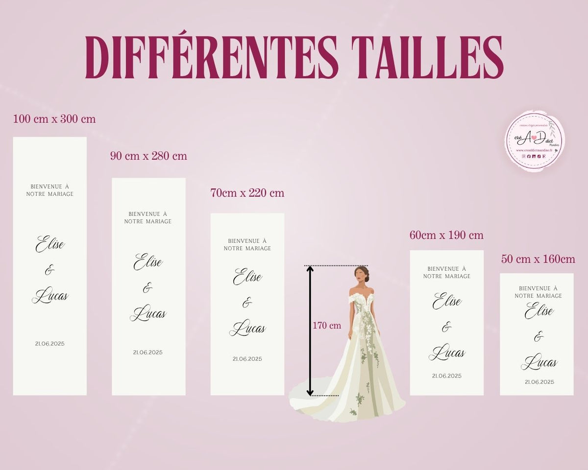 Panneau de bienvenue mariage en tissu personnalisé