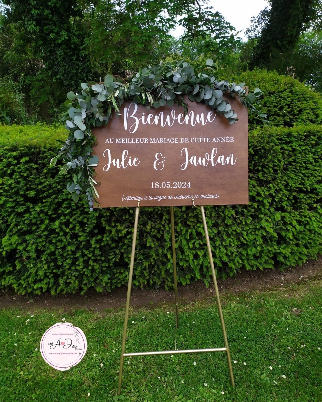Panneau de bienvenue mariage personnalisé