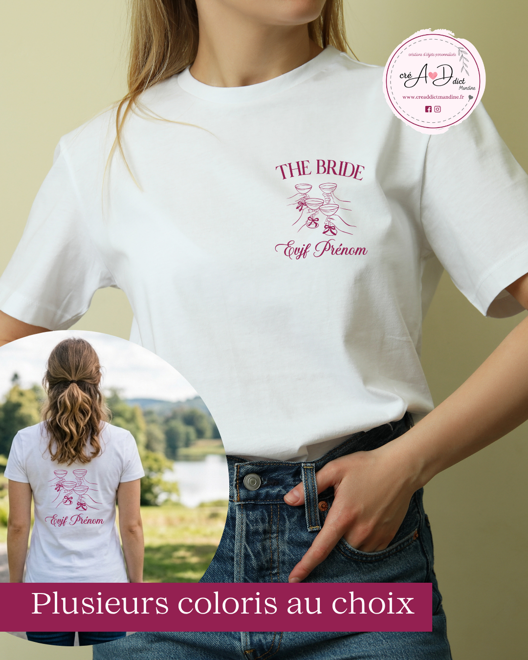 T-shirt Personnalisé EVJF Cocktail | Tee-shirt Équipe de la Mariée
