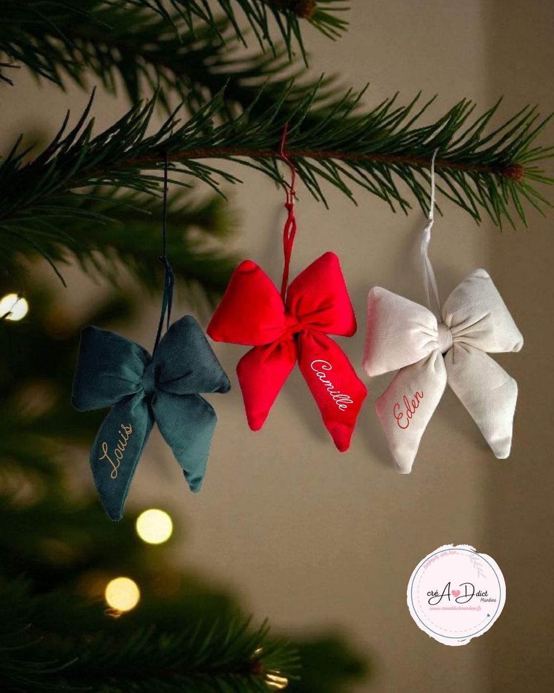 NOEUD de NOËL velours personnalisé