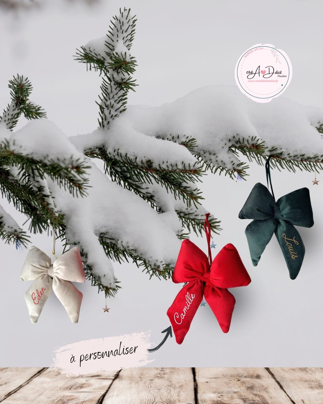NOEUD de NOËL velours personnalisé