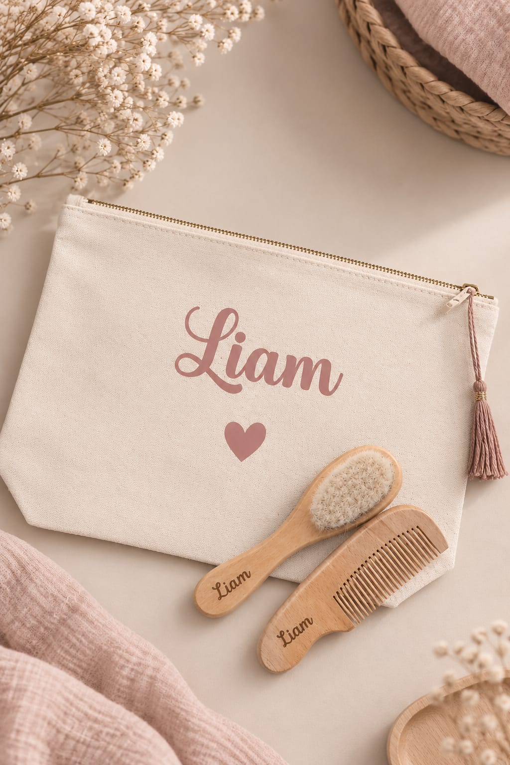 Coffret de naissance complet personnalisé au prénom de bébé