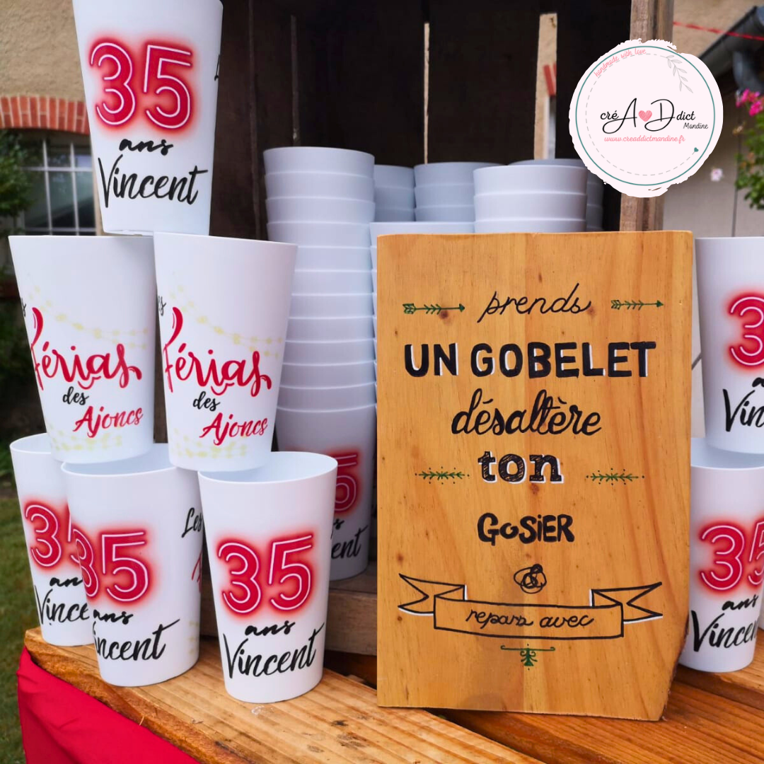 Pinte réutilisable personnalisée 50cl avec impression logo pour événement